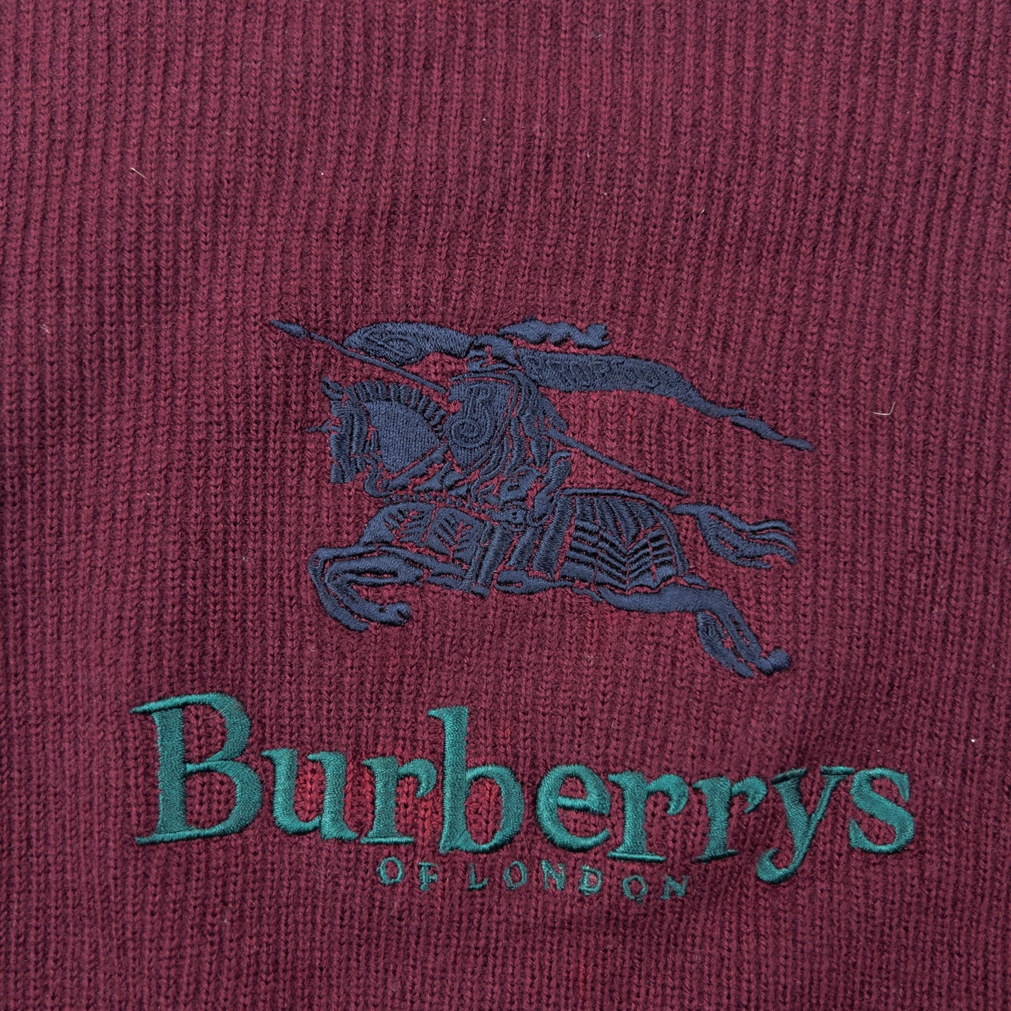 Vintage 90s Burberry Embroidered Wool Knit Jumper Size XS