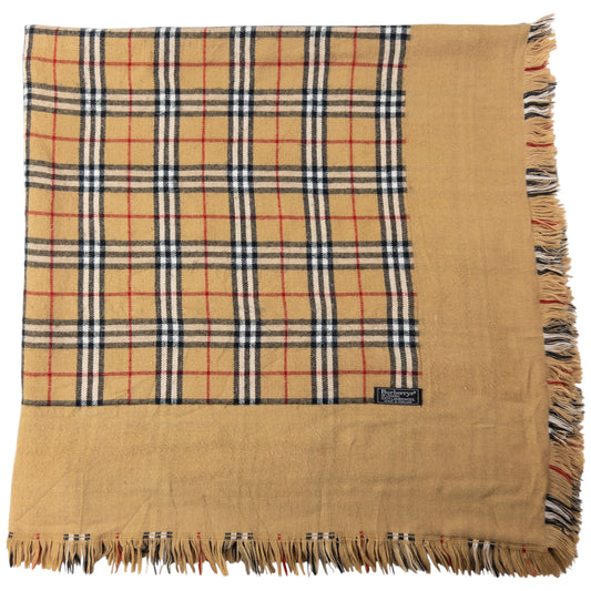 Vintage Burberry Nova Check Lambswool Throw Blanket