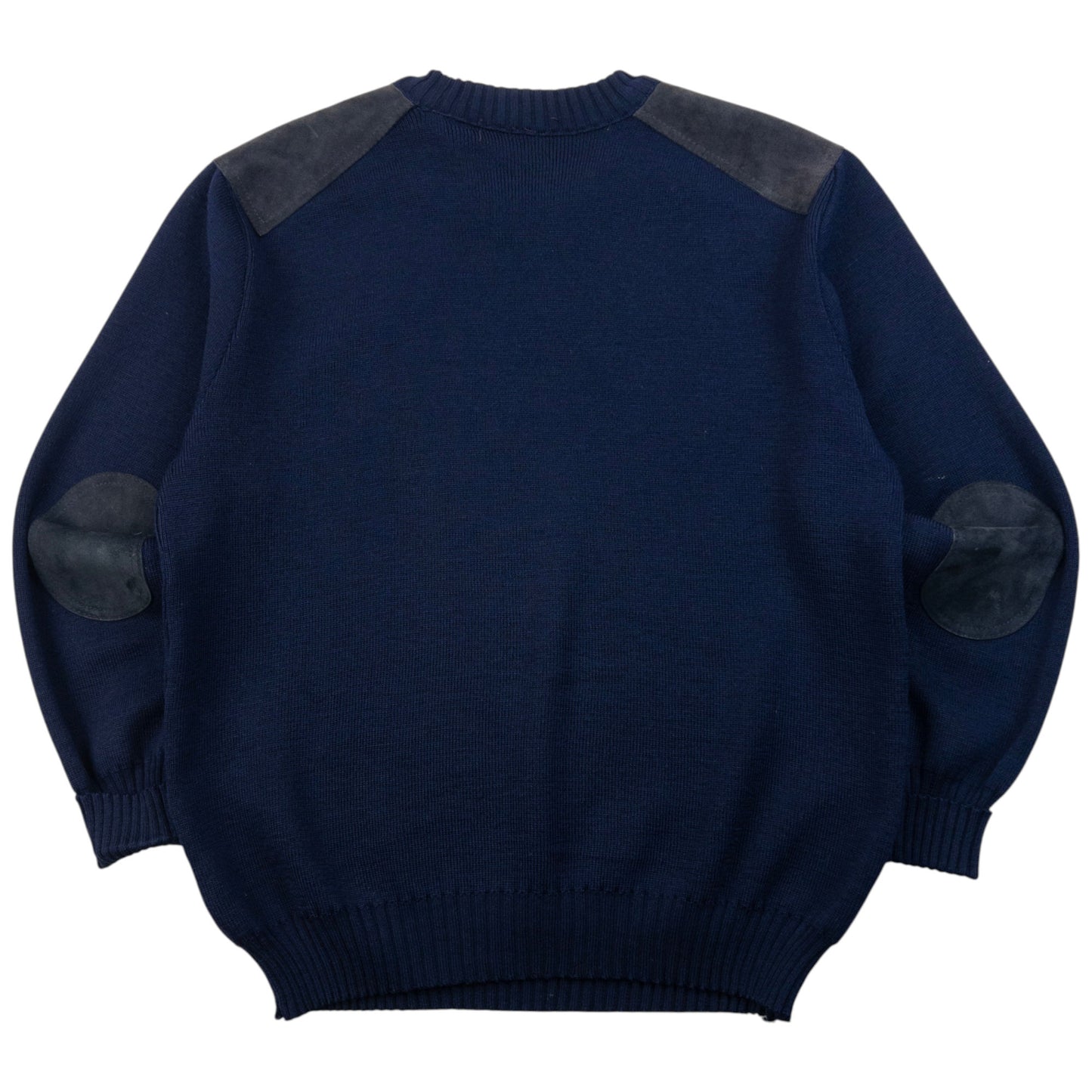 Vintage 90s Burberry Suede Patch Wool Jumper Size L