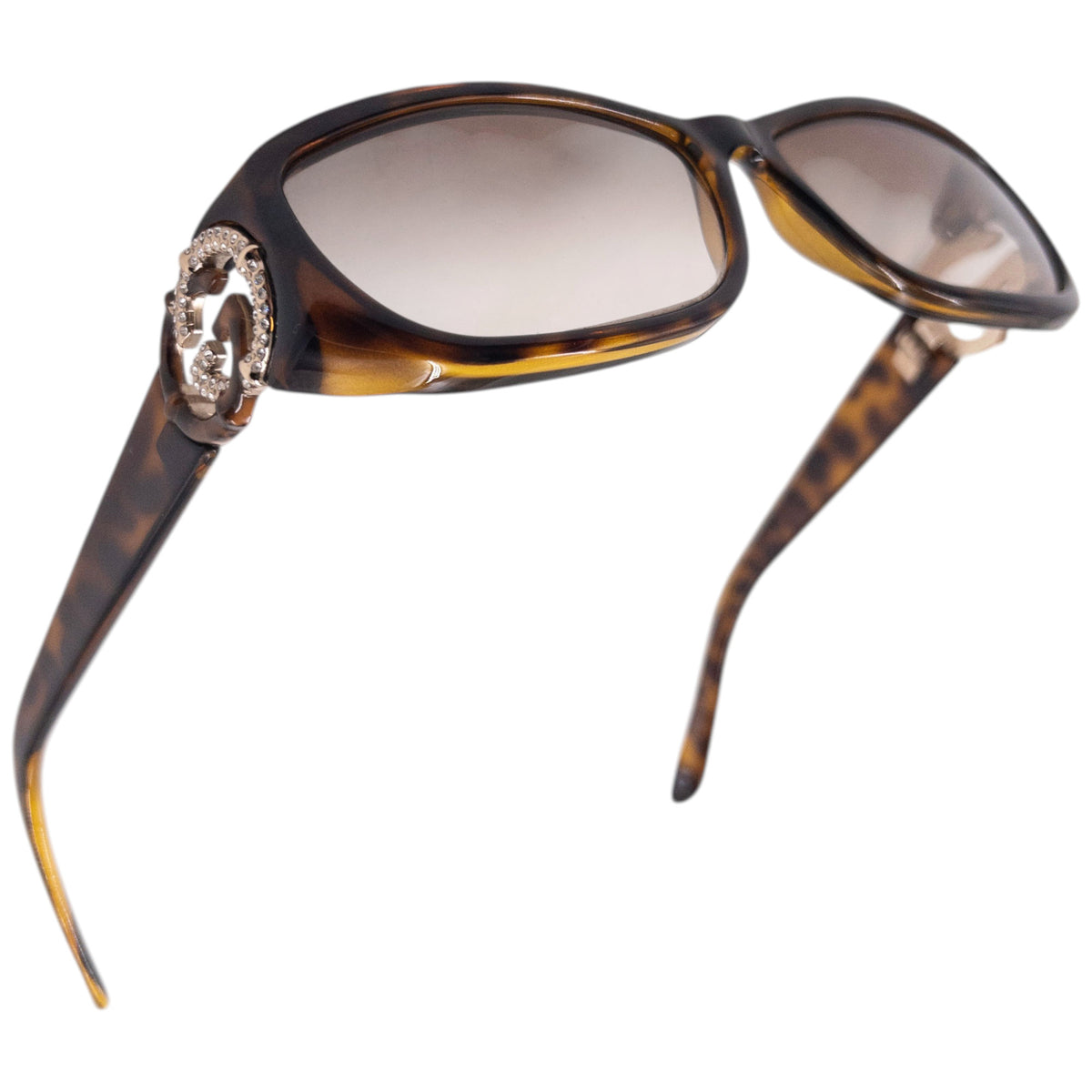 Vintage 2000s Gucci Diamanté Tortoise Shell Sunglasses