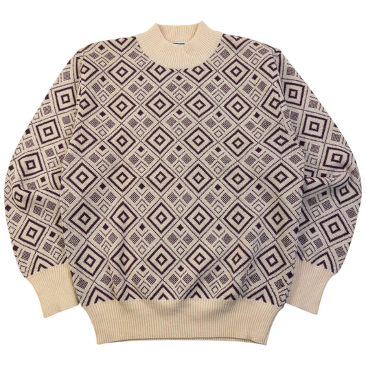 Vintage 80sYSL Yves Saint Laurent Pattern Wool Knit Jumper Size S