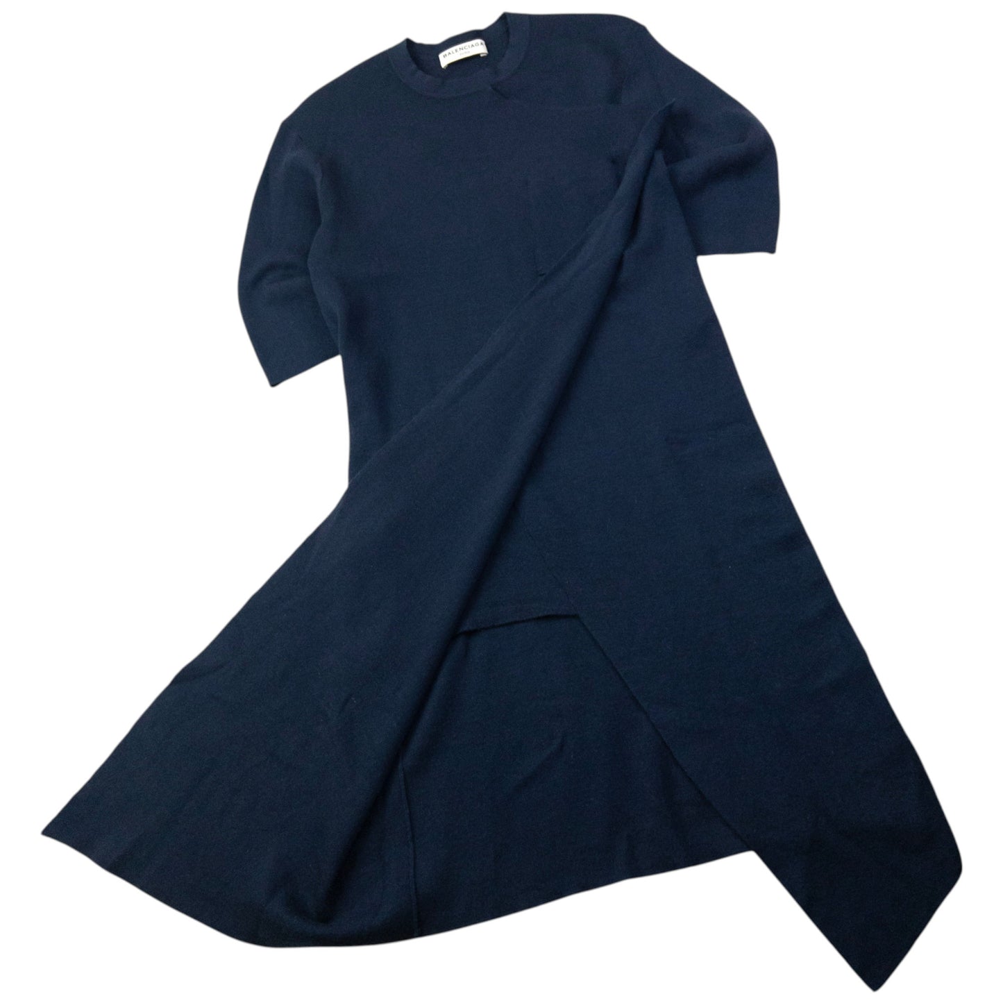 Balenciaga Paris Asymmetric Wool Dress Womens Size S