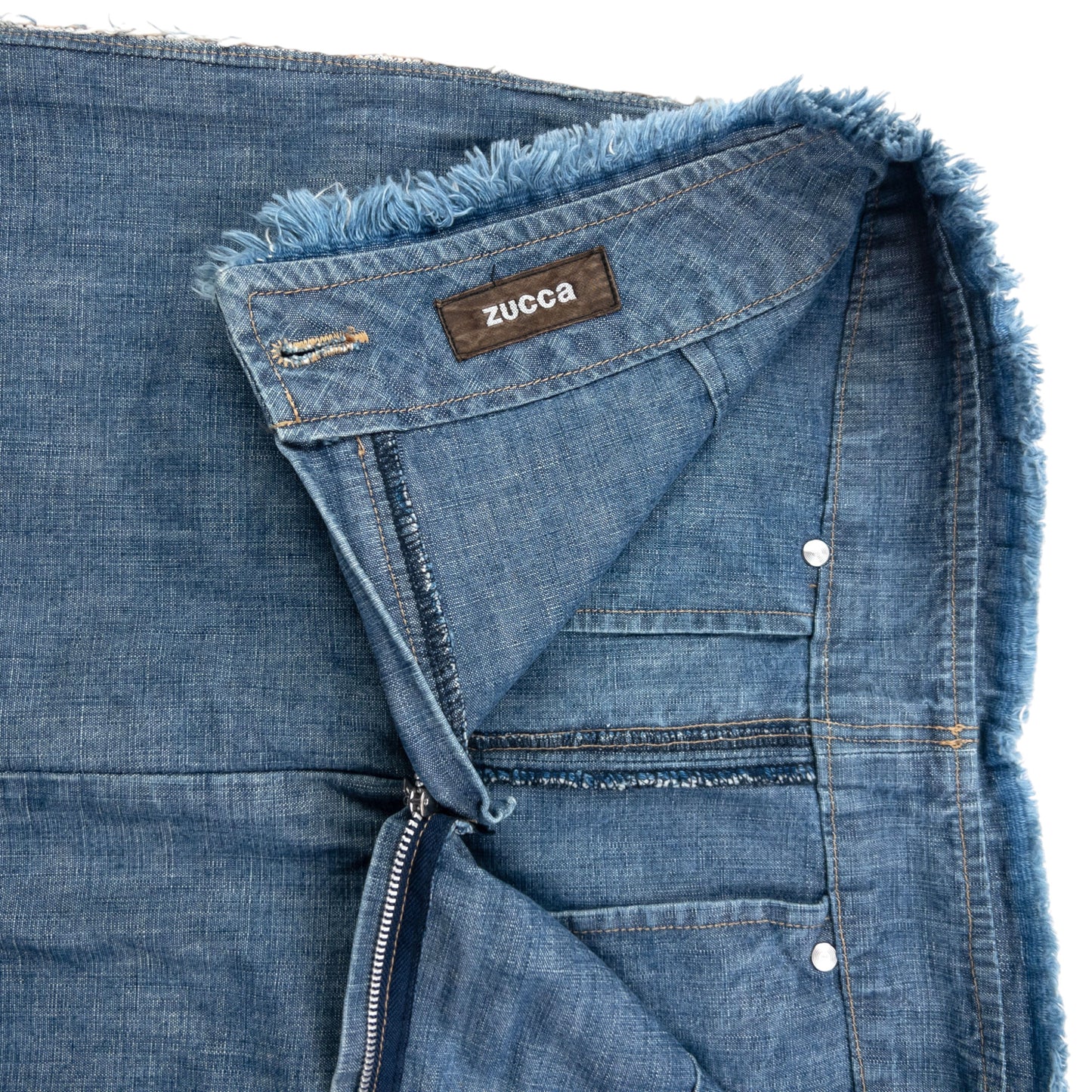 Vintage 2000s Cabane De Zucca By Issey Miyake Denim Ruffle Skirt Womens Size W29