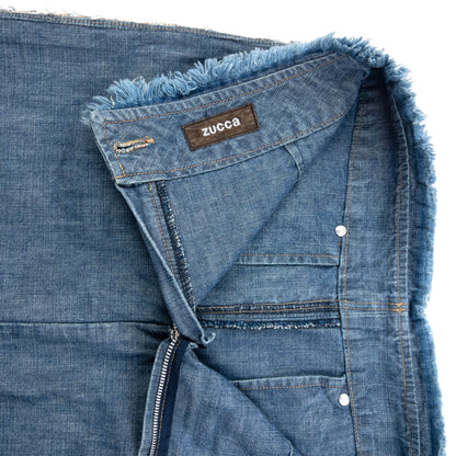 Vintage 2000s Cabane De Zucca By Issey Miyake Denim Ruffle Skirt Womens Size W29