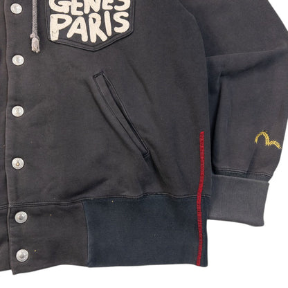 Vintage 2000s Evisu Genes Paris Embroidered Gull Text Button Up Hoodie Size M