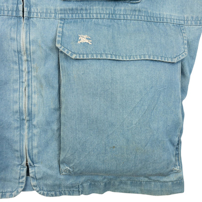 Vintage 2000s Burberry Denim Gilet Cargo Vest Size XS