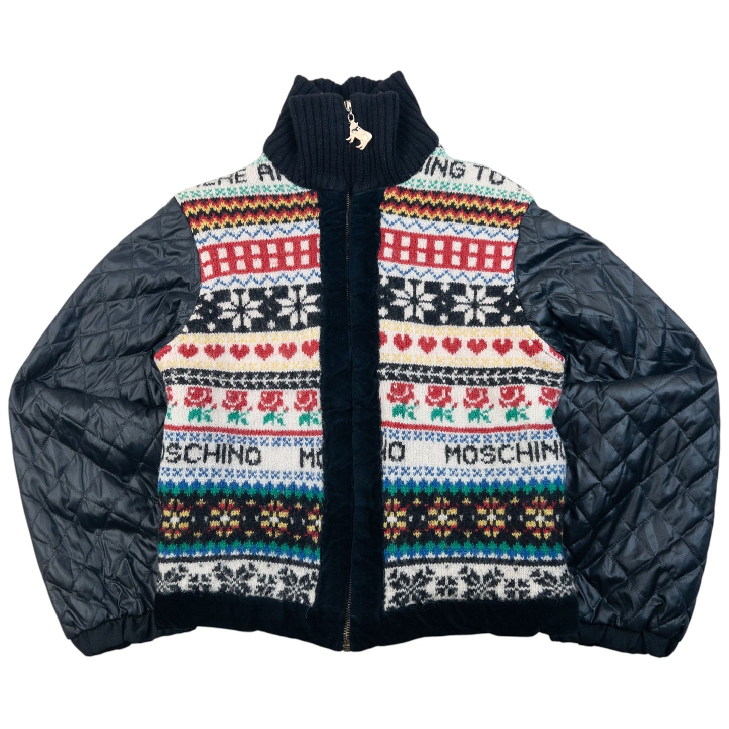 Vintage 90s Moschino Jeans Knit Contrast Pattern Jacket Womens Size S