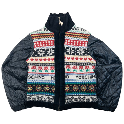Vintage 90s Moschino Jeans Knit Contrast Pattern Jacket Womens Size S