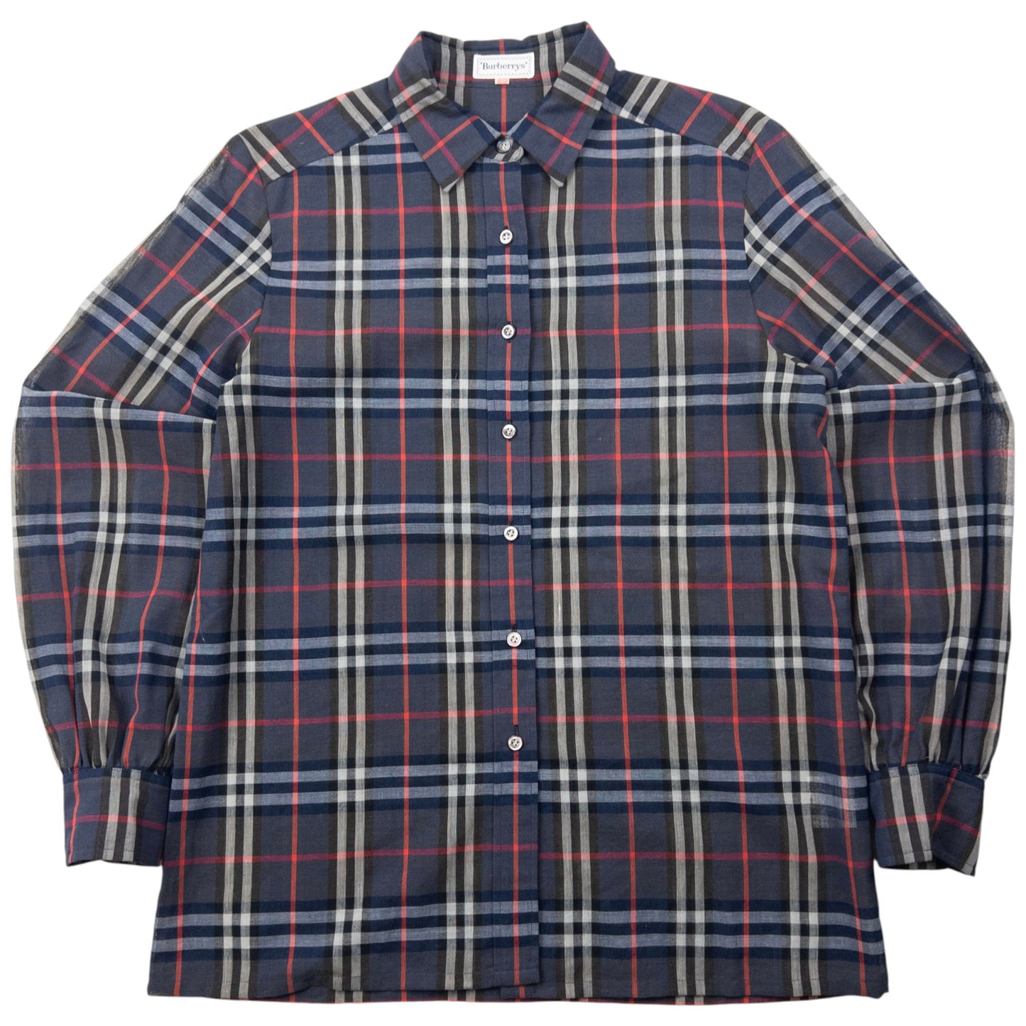 Vintage 80s Burberry Nova Check Lightweight Long Sleeve Button Up Shirt Size S