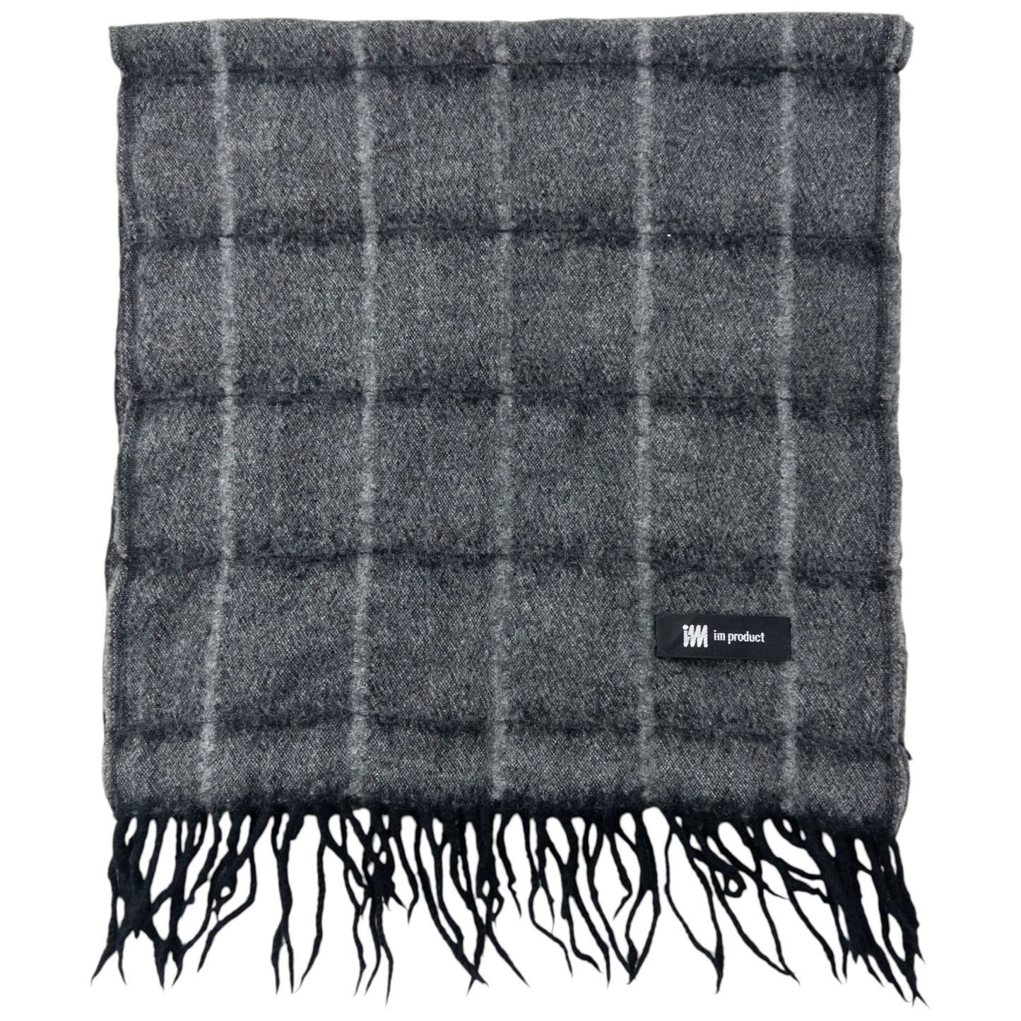 Vintage 2000s Issey Miyake Checkered Wool Tassel Scarf
