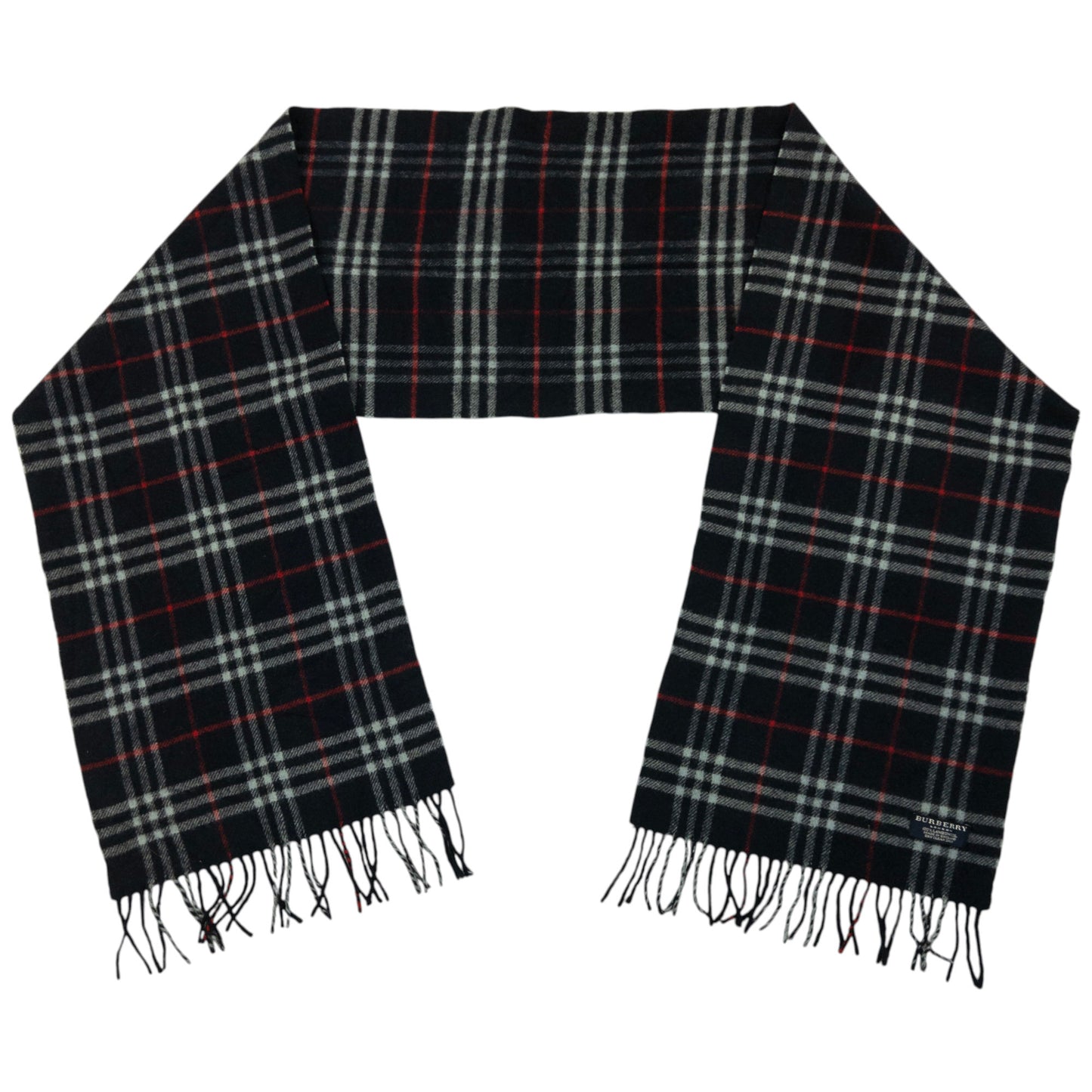 Vintage 2000s Burberry Nova Check Lambswool Tassel Scarf