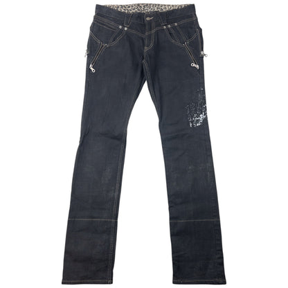 Vintage 2000s PPFM Roll Cuff Diamonte Denim Jeans Size W32