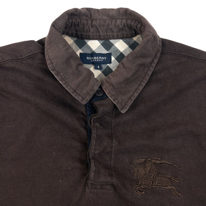 Vintage 2000s Burberry Striped Long Sleeve Polo Shirt in brown, photo 3