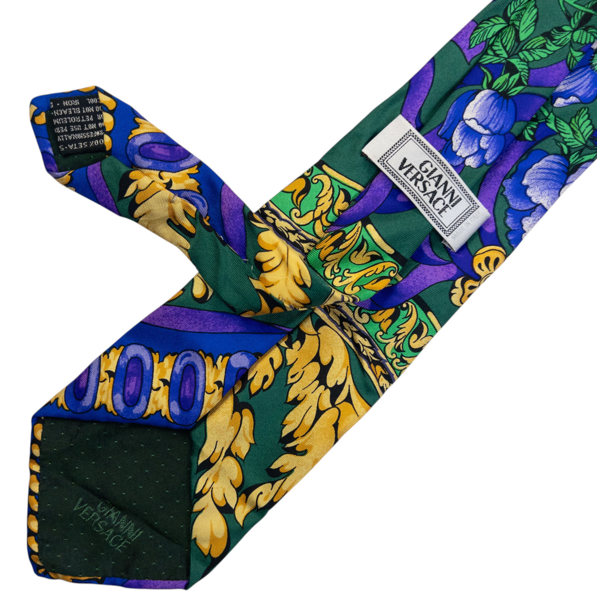 Vintage 90s Gianni Versace Floral Silk Tie, photo 6