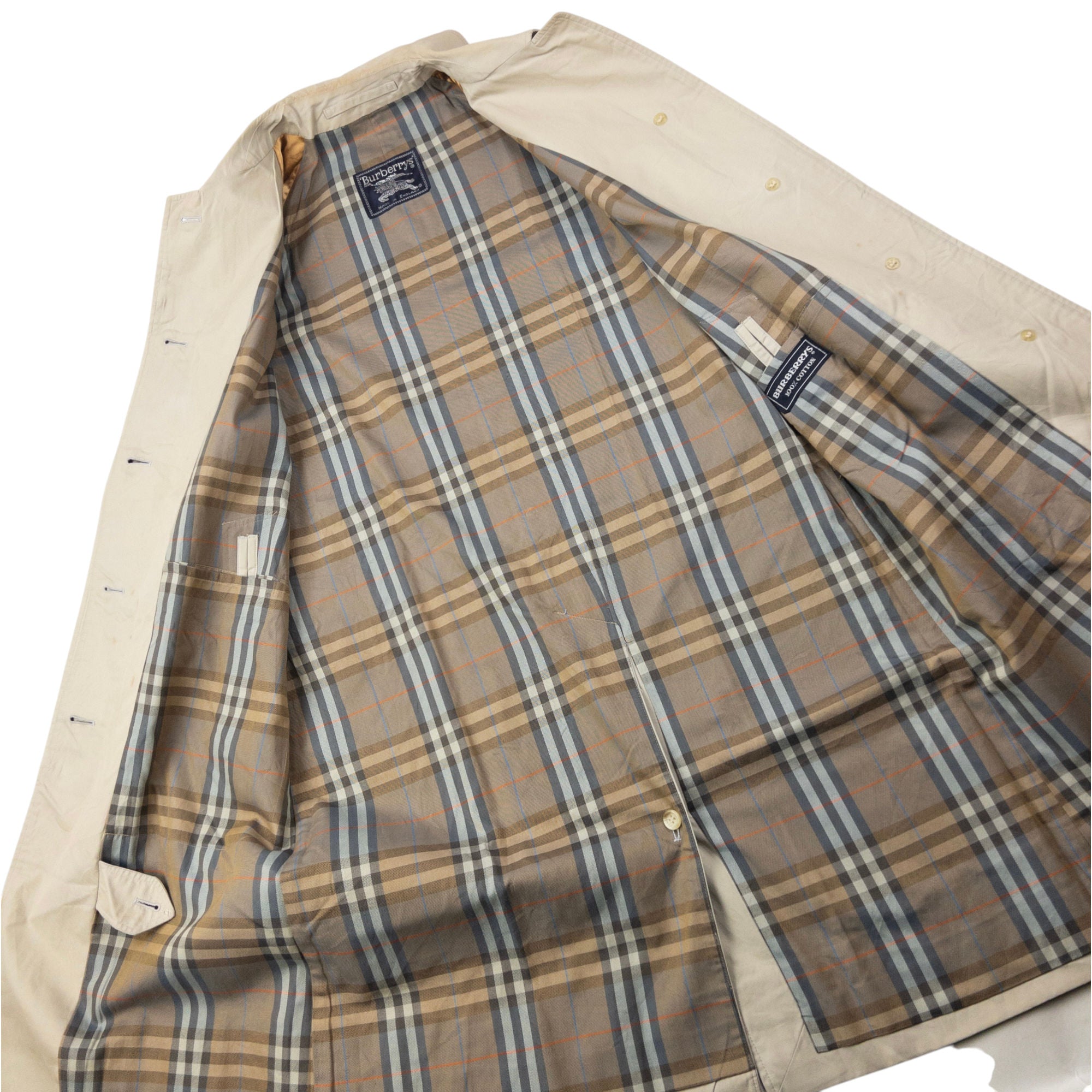 Vintage 90s Burberry Nova Check Lined Trench Jacket Size M