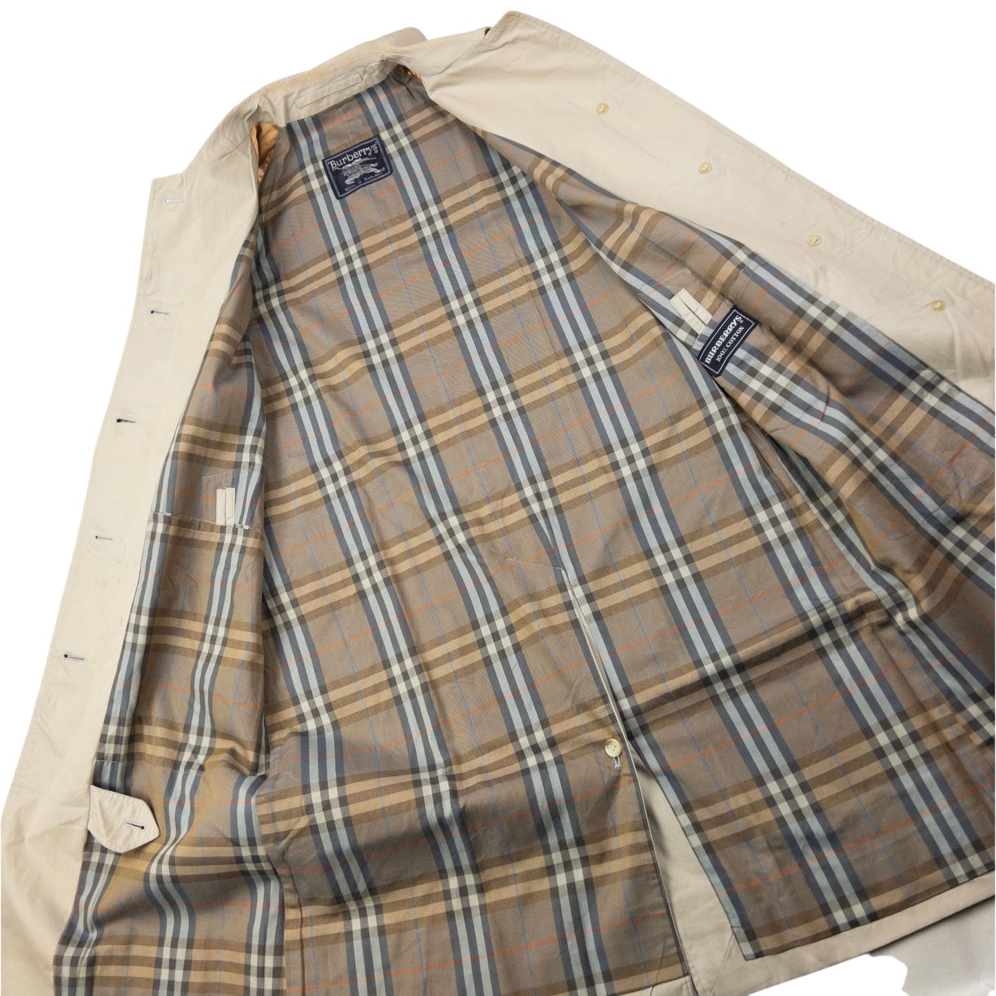 Vintage 90s Burberry Nova Check Lined Trench Jacket Size M