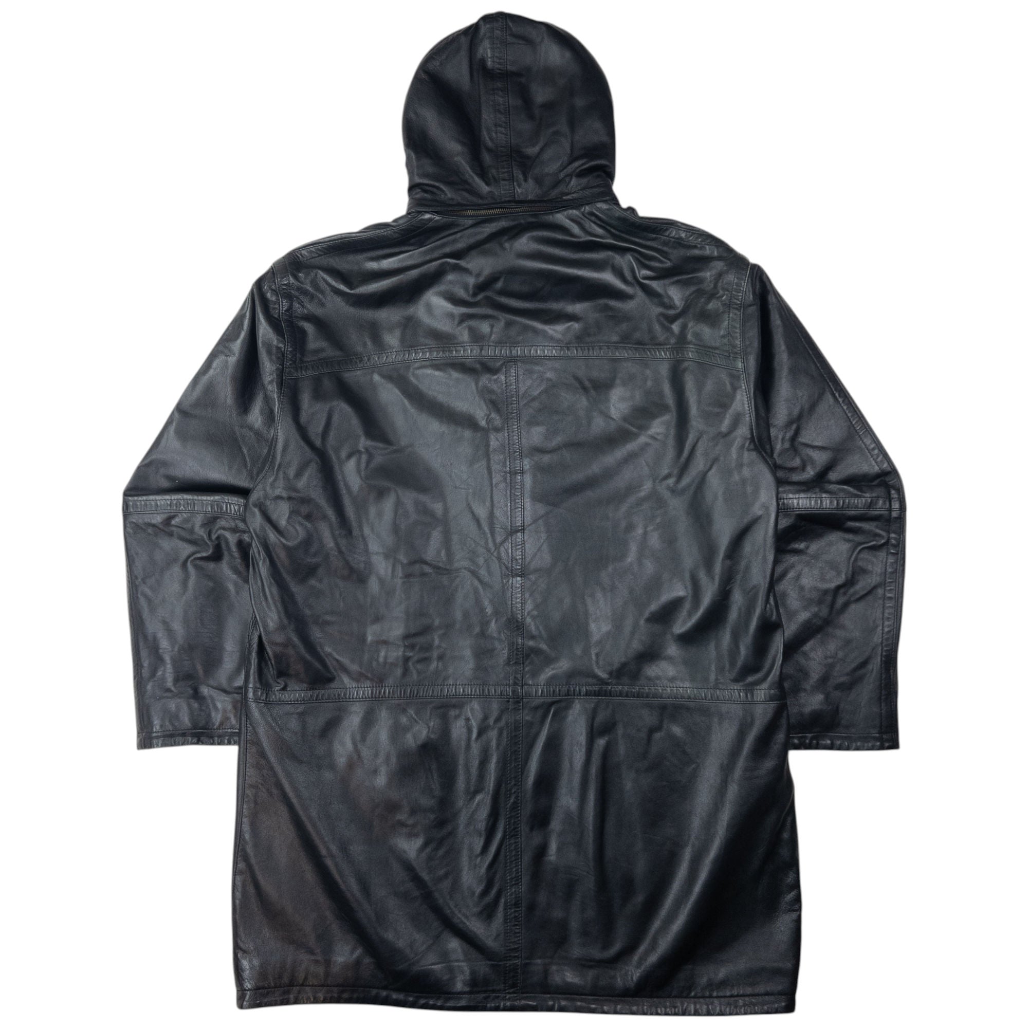 Vintage Burberry Nova Check Lined Leather Duffel Jacket Size XL