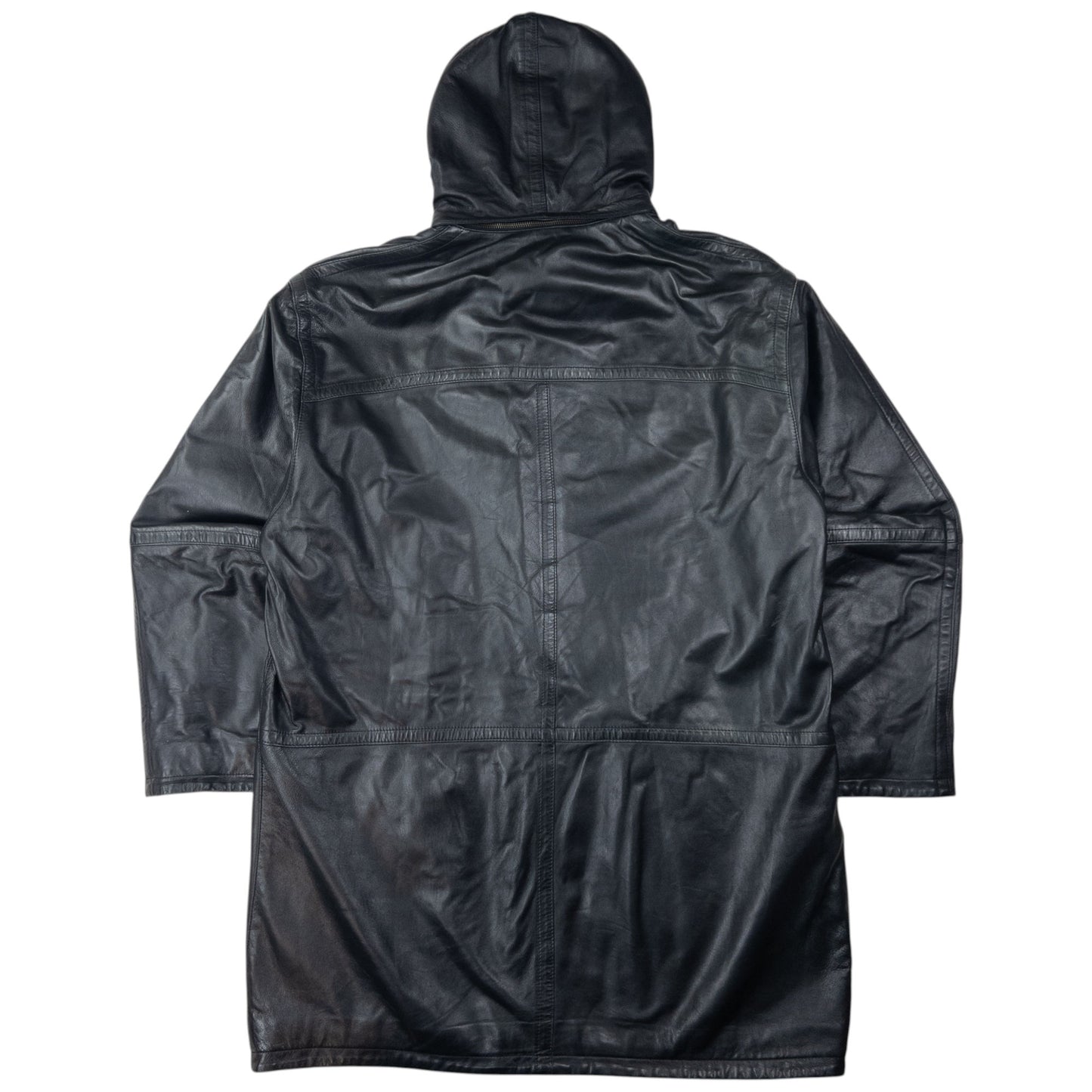 Vintage Burberry Nova Check Lined Leather Duffel Jacket Size XL