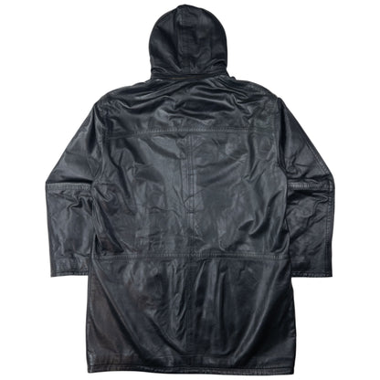 Vintage Burberry Nova Check Lined Leather Duffel Jacket Size XL