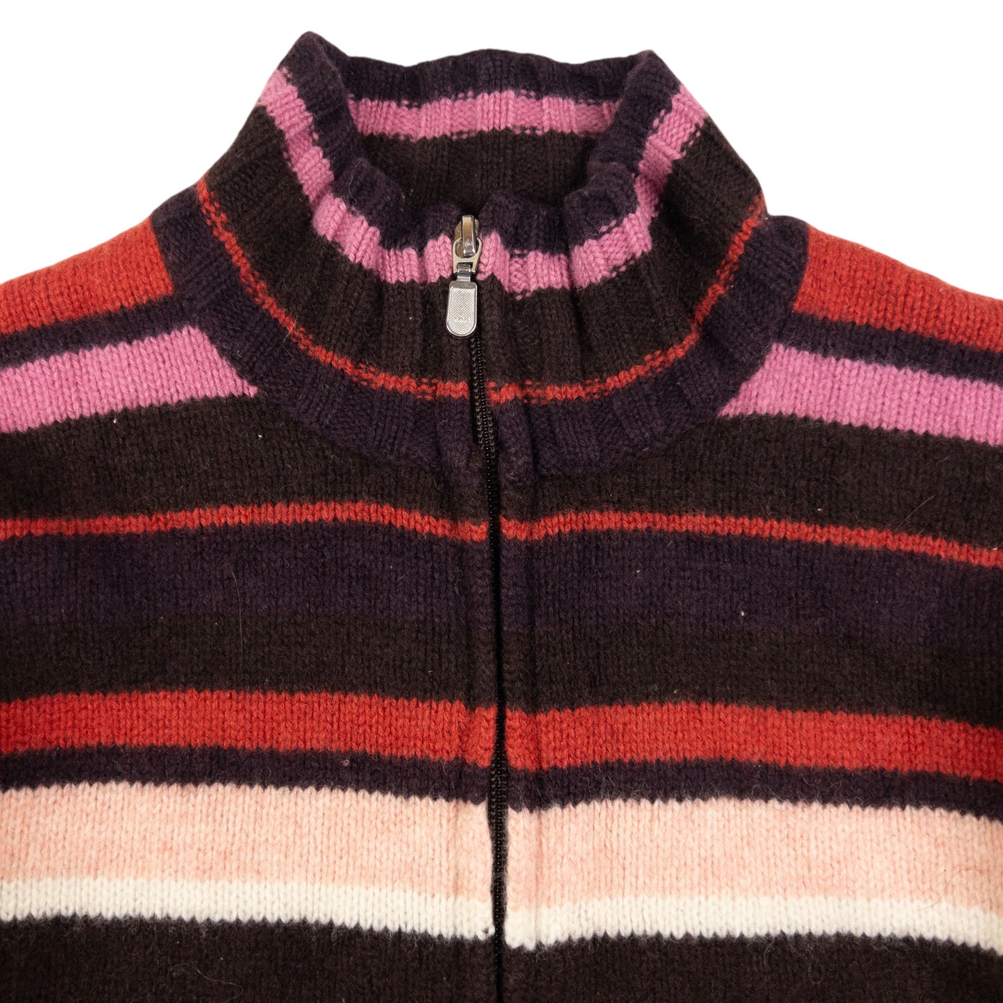 Vintage PPFM Striped Zip Up Knit Jumper Womens Size S