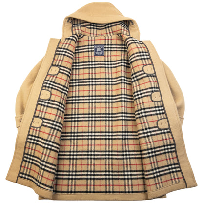 Vintage 90s Burberry Nova Check Lined Wool Duffle Jacket Size XL
