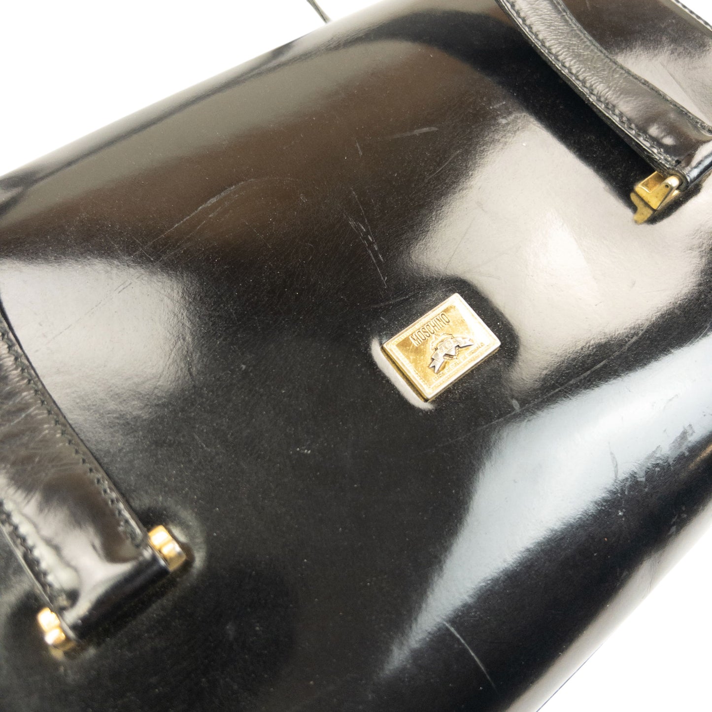 Vintage 2000s Moschino Heart Clasp Leather Shoulder Bag