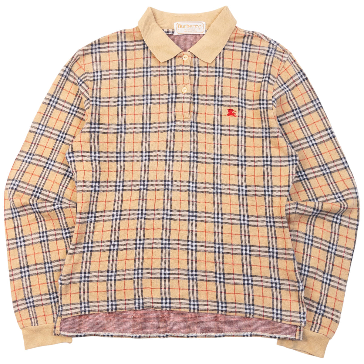 Vintage 90s Burberry Nova Check Polo Jumper Womens Size M