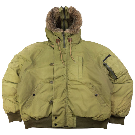 Vintage Polo Sport Ralph Lauren Fur Hood Cape Jacket Size XL