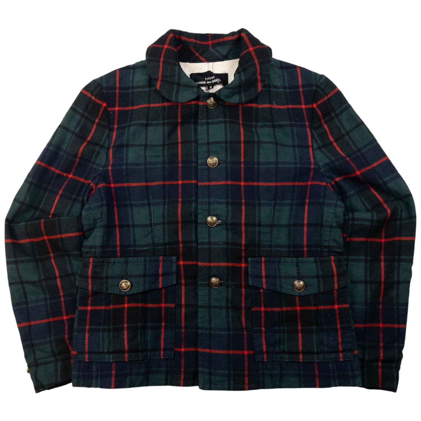 Vintage Comme Des Garçons Tricot Button Up Tartan Jacket Womens Size S