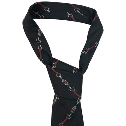 Vintage 80s Gucci Horse Bit Striped Silk Tie