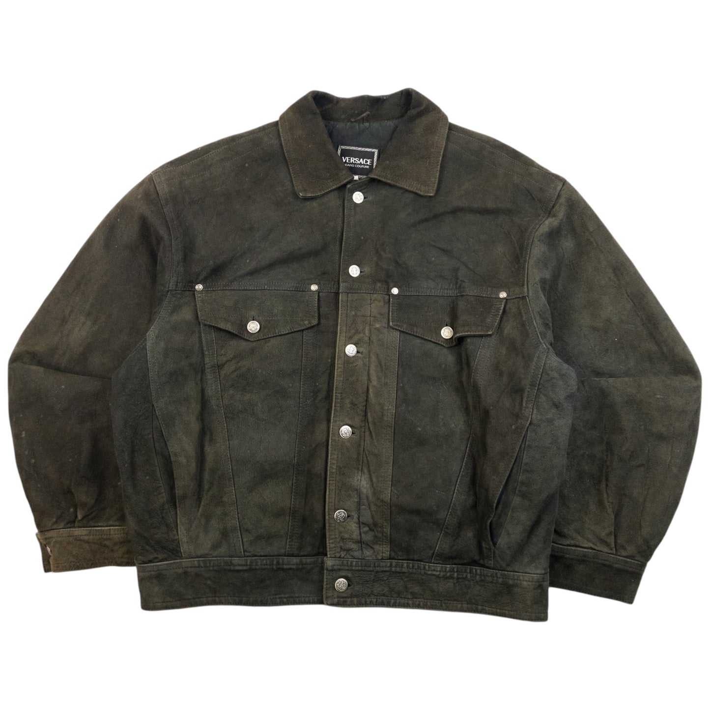 Vintage 2000s Versace Jeans Couture Button Up Suede Jacket Size XL