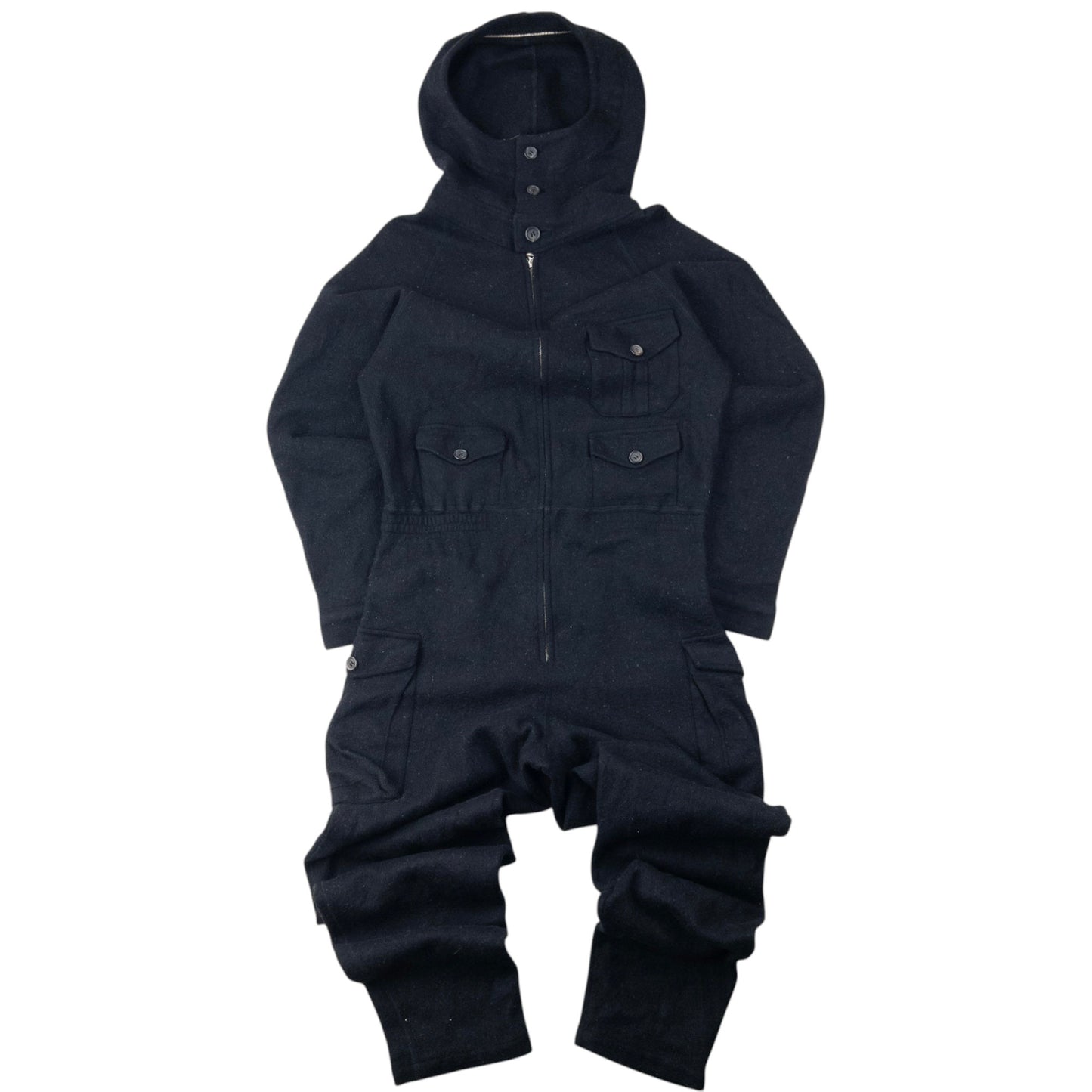 Vintage 90s Yohji Yamamoto Fleece Hooded Jumpsuit Size S