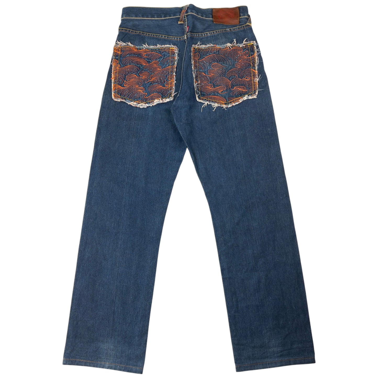 Vintage RMC Red Monkey Company Embroidered Wave Japanese Denim Jeans Size W29