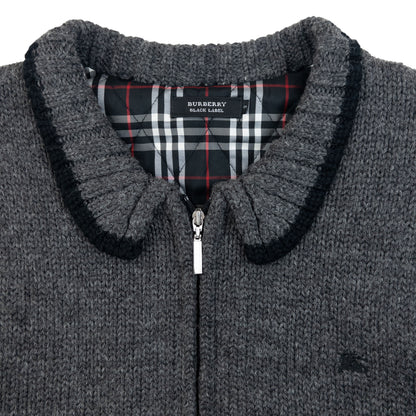 Vintage 2000s Burberry Black Label Nova Check Lined Wool Knit Jacket Size S
