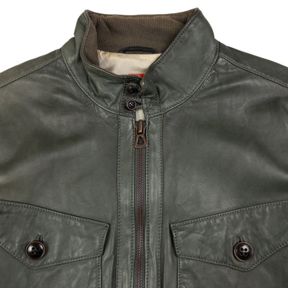 Vintage Hugo Boss Zip Up Leather Jacket Size M