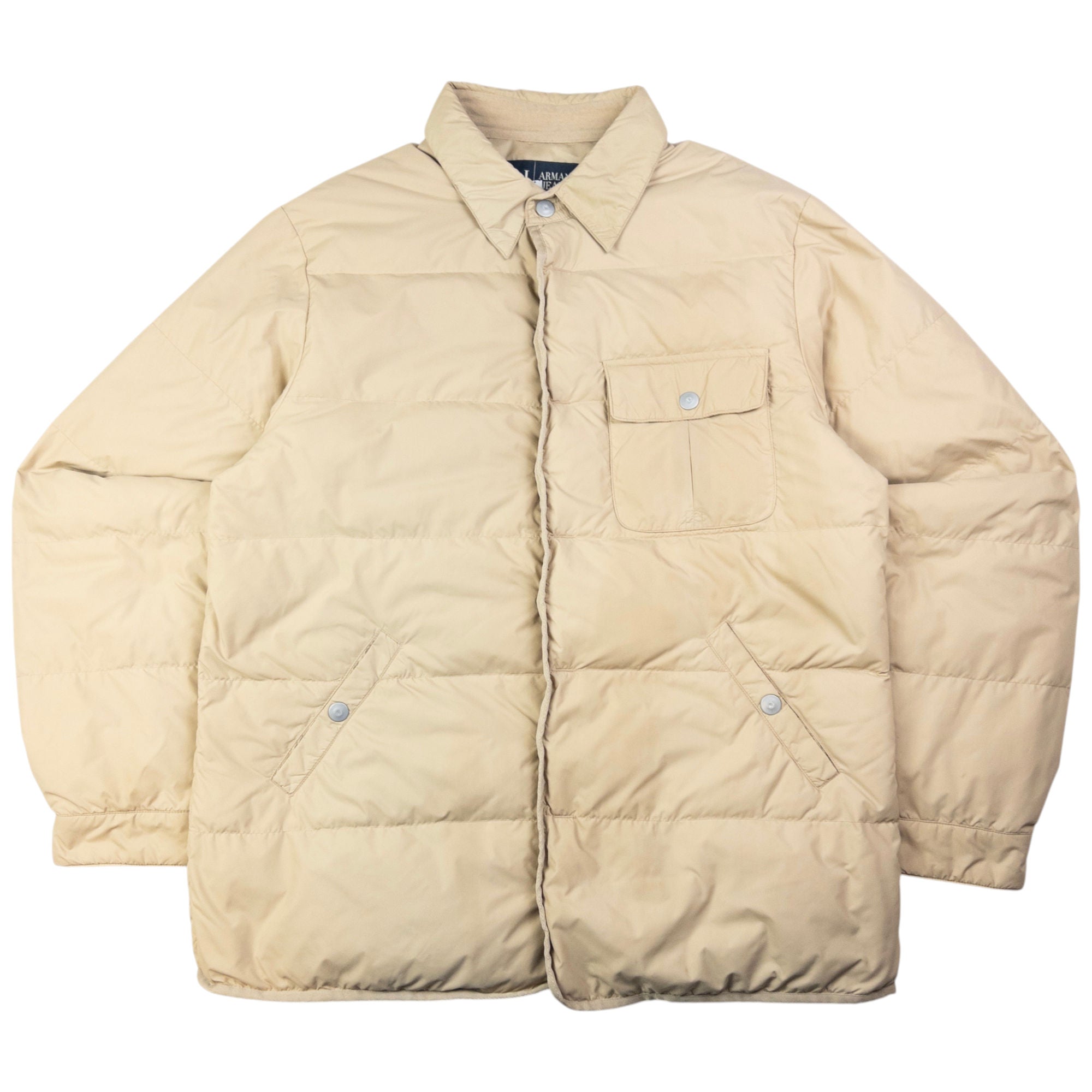 Vintage Armani Jeans Button Up Puffer Jacket Size L