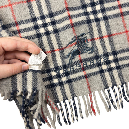 Vintage Burberry Embroidered Nova Check Tassel Scarf