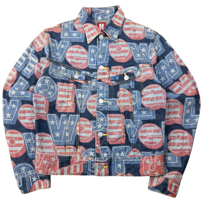 Vintage 90s Hysteric Glamour Stars & Stripes Text Denim Jacket Womens Size S