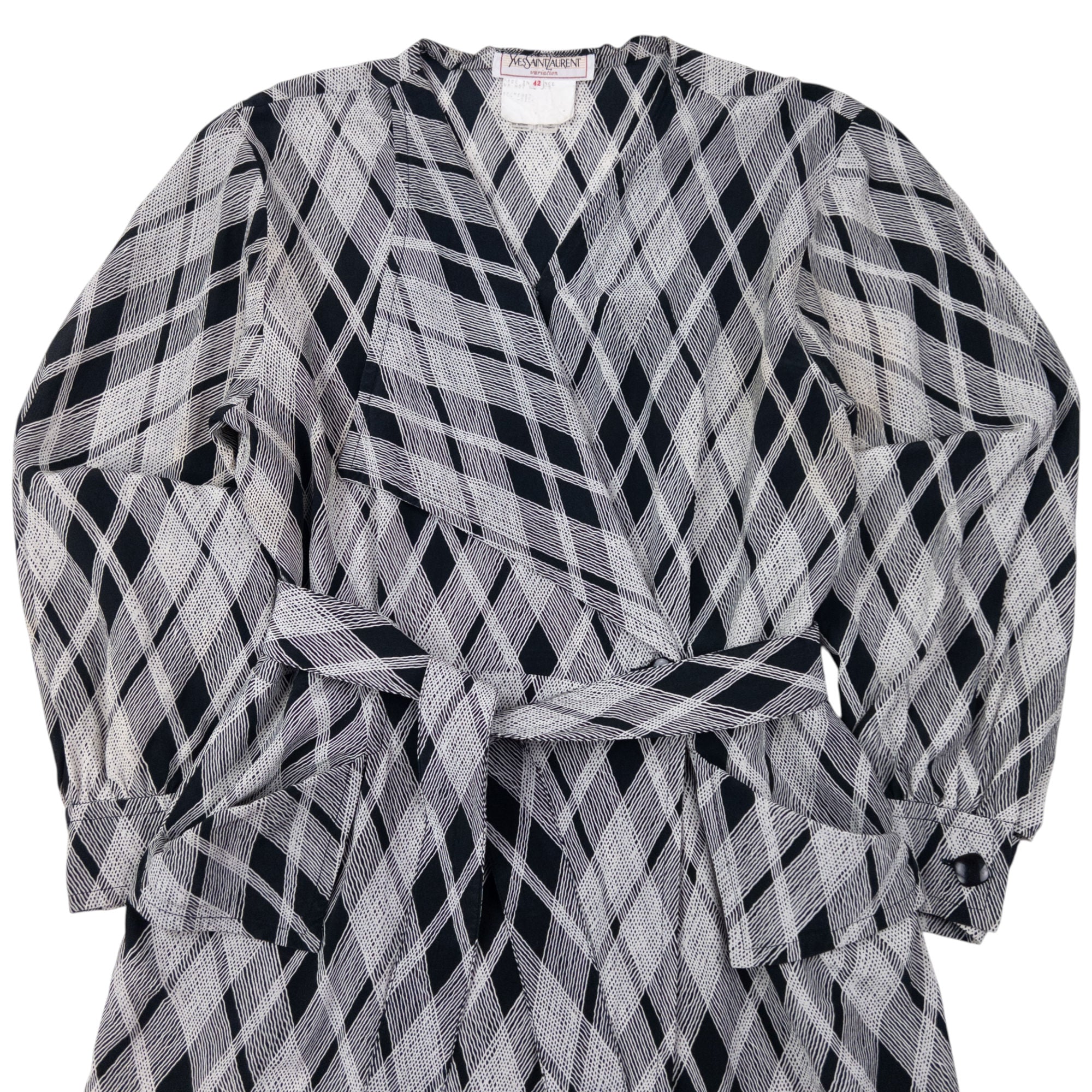 Vintage 70s YSL Yves Saint Laurent Belt Waist Silk Wrap Dress Womens Size L