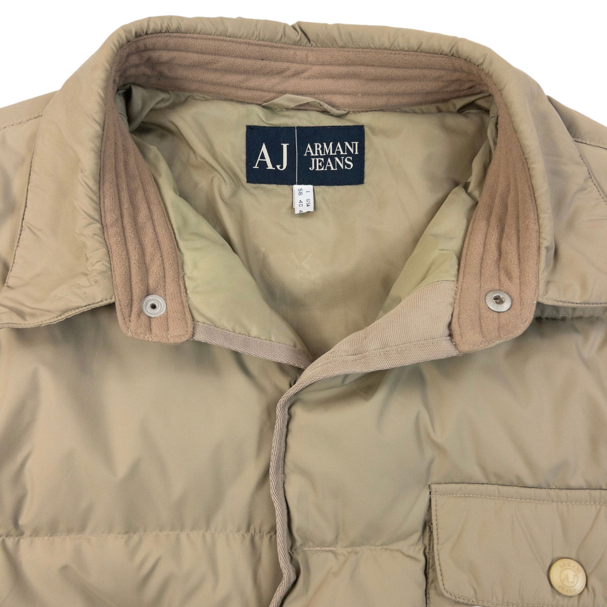 Vintage 2000s Armani Jeans Button Up Puffer Jacket Size XL