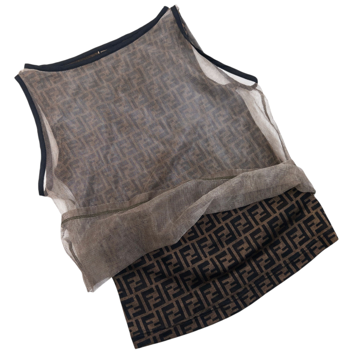 Vintage 90s Fendi Monogram Layered Mesh Top Womens Size M