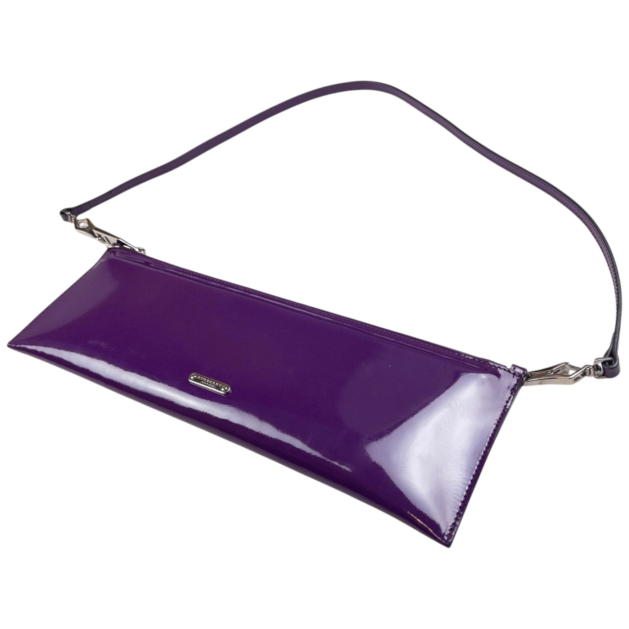 Vintage Burberry Patent Leather Clutch Shoulder Bag