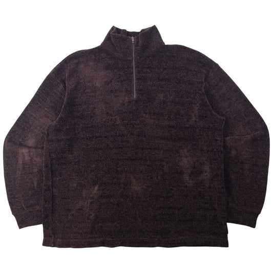 Vintage 90s Giorgio Armani Ribbed Q Zip Sweatshirt Size XXL