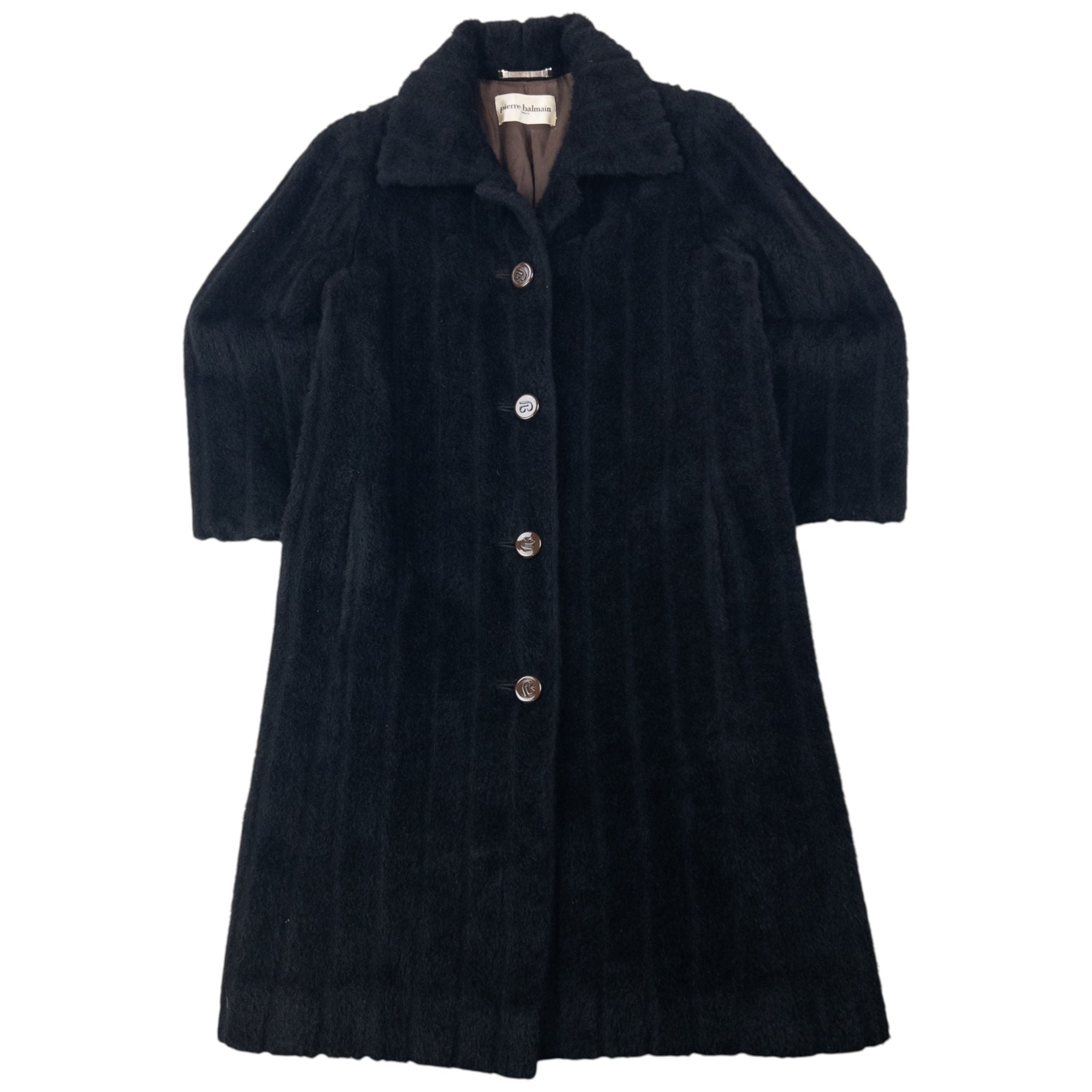 Vintage 80s Pierre Balmain Faux Fur Wool Jacket Womens Size M