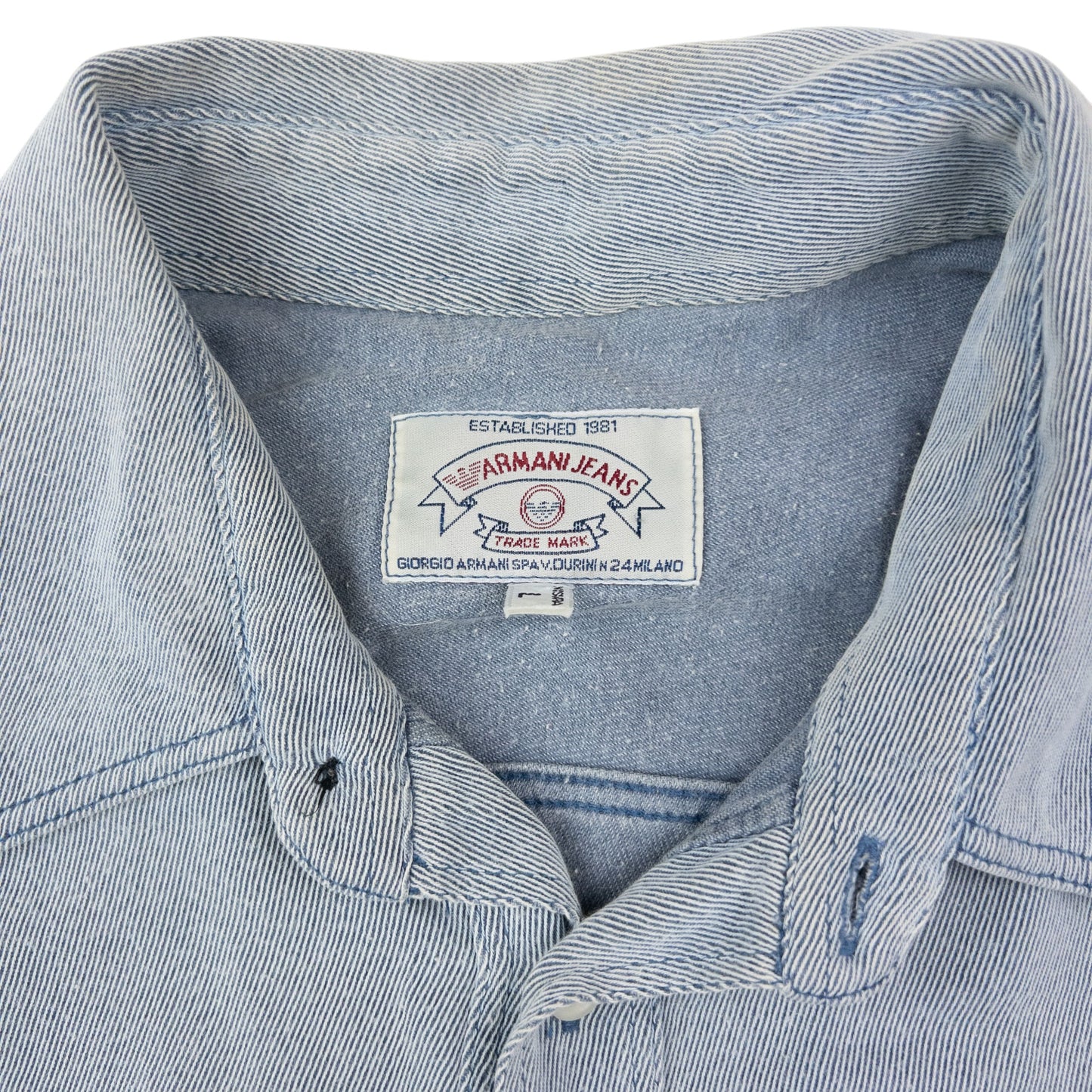 Vintage 90s Armani Jeans Long Sleeve Button Up Shirt Size L