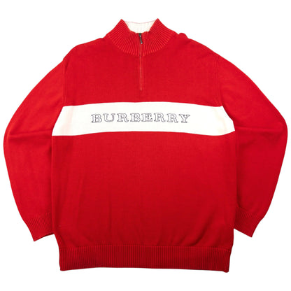 Vintage Burberry Embroidered Q Zip Jumper Size