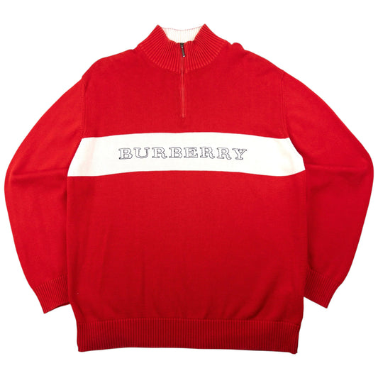 Vintage Burberry Embroidered Q Zip Jumper Size
