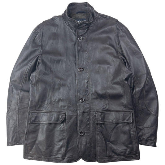 Vintage 2000s Armani Jeans Zip Up Leather Jacket Size L