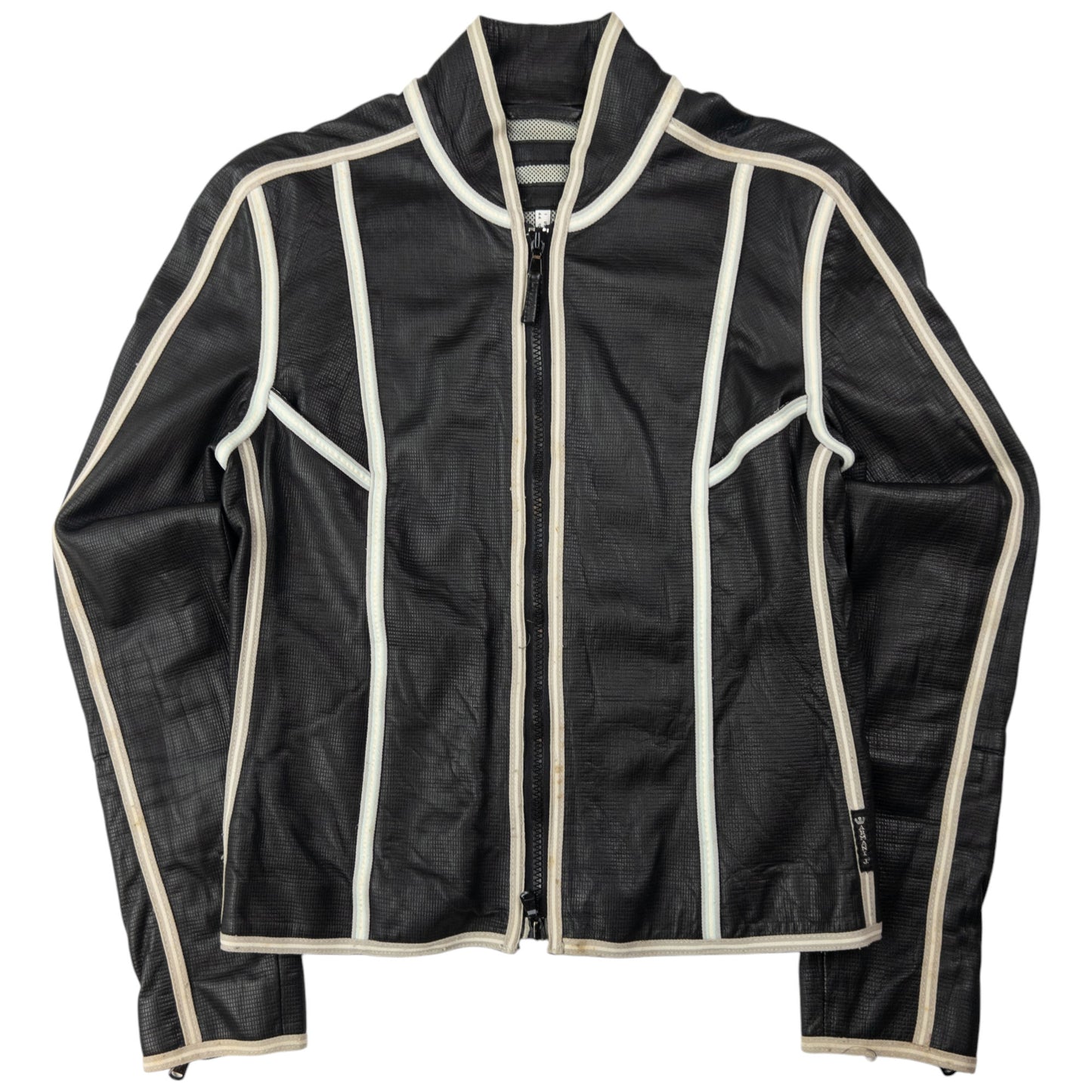 Vintage Armani Jeans Leather Biker Jacket Womens Size S