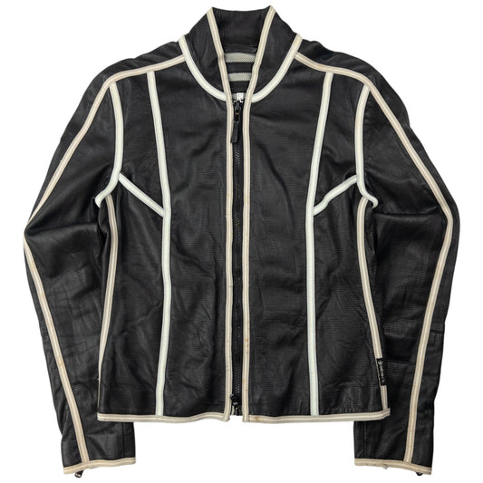 Vintage Armani Jeans Leather Biker Jacket Womens Size S